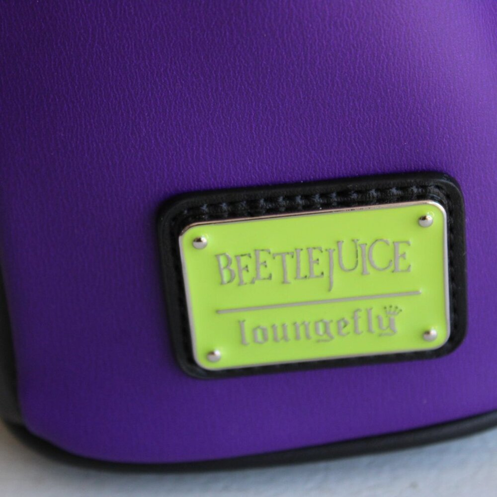 Loungefly Beetlejuice Backpack, New With Tags, Green and Purple, Pockets - Picture 9 of 12